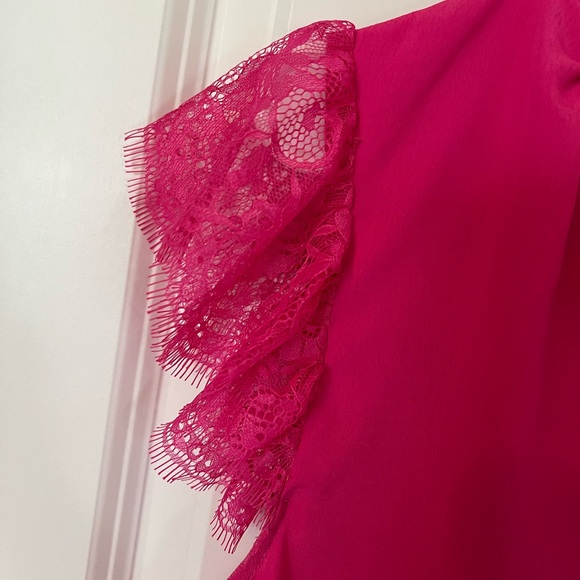 Hot Pink Entro Blouse with Lace Sleeves - Picture 5 of 5